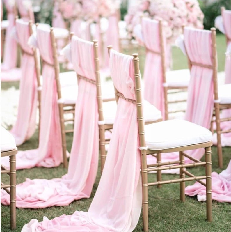 Pink Wedding Arch Draping Fabric Chiffon Fabric, 29in x 18Ft Sheer Chiffon Outdoor Curtain for Wedding Ceremony Birthday Party Decoration