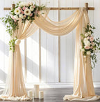Wedding Arch Draping Fabric 1 Panel 30'' x 18FT Champagne Sheer Chiffon Arch Drapery for Bridal Shower Backdrop Outdoor Party Arches Church