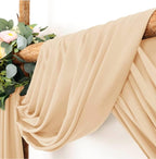 Wedding Arch Draping Fabric 1 Panel 30'' x 18FT Champagne Sheer Chiffon Arch Drapery for Bridal Shower Backdrop Outdoor Party Arches Church