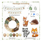 167Pcs Woodland Animals Baby Shower Decorations, Woodland Balloon Garland Arch Kit with Welcome Baby Banner Sage Green Brown Neutral Forest