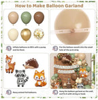 167Pcs Woodland Animals Baby Shower Decorations, Woodland Balloon Garland Arch Kit with Welcome Baby Banner Sage Green Brown Neutral Forest