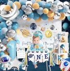 First Trip Around The Sun Birthday Party Decorations for boy 1st Birthday Supplies First Trip Around The Sun Backdrop Space Theme Party
