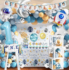 First Trip Around The Sun Birthday Party Decorations for boy 1st Birthday Supplies First Trip Around The Sun Backdrop Space Theme Party