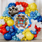 ALL -IN-1 Paw Balloon Arch & Garland Kit with BONUS Dog Bone – Small and Large Red, Dark Blue Paw Balloons – Chase Paw Birthday Party Decor