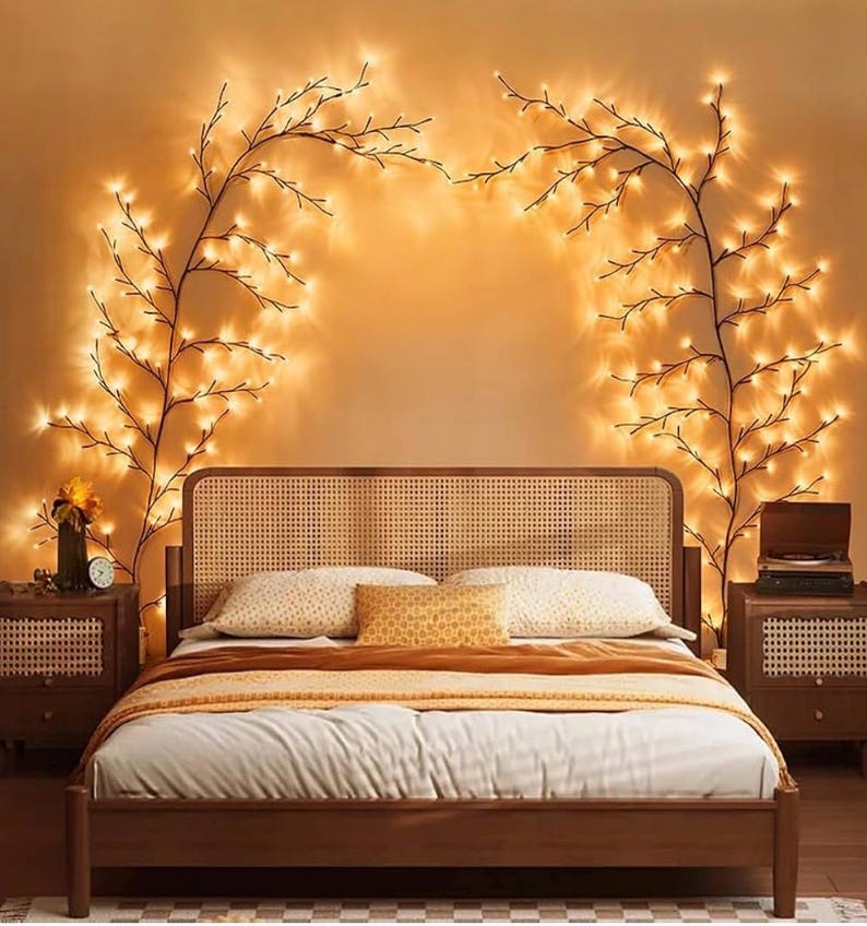 Willow Vine Lights 9.5ft 160LED, Vines for Home Decor Lighted Tree for Walls in 8 Modes & Timer, Branches Lights for Halloween Christmas