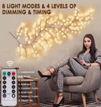 Willow Vine Lights 9.5ft 160LED, Vines for Home Decor Lighted Tree for Walls in 8 Modes & Timer, Branches Lights for Halloween Christmas
