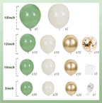 Sage Green White Sand Balloon Arch Kit, Green Beige Gold Metallic Balloons Garland Kit with Gold Confetti Balloons for Birthday Wedding