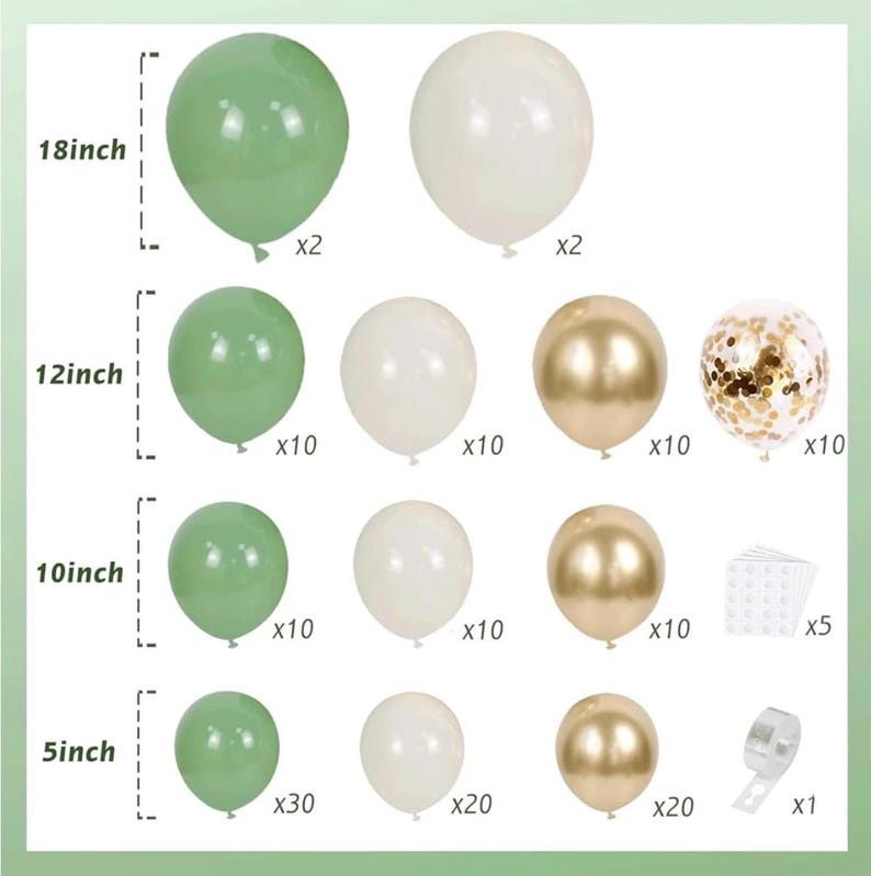Sage Green White Sand Balloon Arch Kit, Green Beige Gold Metallic Balloons Garland Kit with Gold Confetti Balloons for Birthday Wedding
