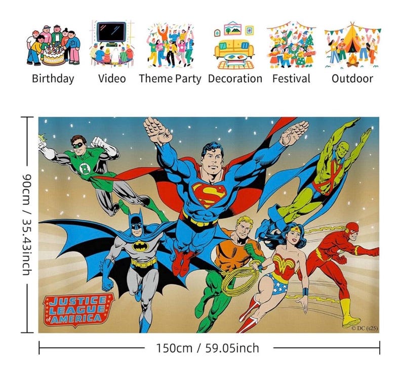Superhero Party Backdrop Decoration – 5x3FT Cartoon Banner for Boys Birthday, Baby Shower, Kids Comic Theme Party, Wall Decor, Photo Booth