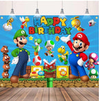 Mario Birthday Party Supplies, Party Decorations Set Include Banner, Backdrop, Balloons, Hanging Swirls, Cake Cupcake Toppers, Tablecloth …