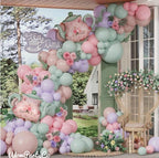 Green and Pink Balloon Garland 134Pcs Dusty Green Pink and Purple Balloons Arch Kit with Teapot Foil Balloon for  Tea Party Lets Partea