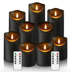 Flameless Candles 9 Packs Black Realistic Flickering LED Candles Battery Operated with Remote Timer for Home Decor Fake Candles