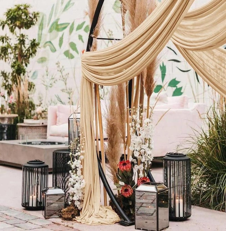 Wedding Arch Draping Fabric 1 Panel 30'' x 18FT Champagne Sheer Chiffon Arch Drapery for Bridal Shower Backdrop Outdoor Party Arches Church