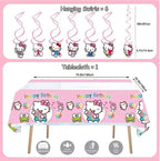 Kitty Birthday Party Decorations Set, with Banner, Balloons, Cake Topper, Cupcake Toppers, Hanging Swirls, Tablecloth - 49pcs