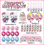 Kitty Birthday Party Decorations Set, with Banner, Balloons, Cake Topper, Cupcake Toppers, Hanging Swirls, Tablecloth - 49pcs