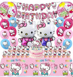 Kitty Birthday Party Decorations Set, with Banner, Balloons, Cake Topper, Cupcake Toppers, Hanging Swirls, Tablecloth - 49pcs