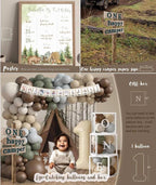 One Happy Camper Birthday Decorations, Camping 1st Birthday Party Supplies with Balloon Arch Balloon Box Backdrop High Chair Banner Crown