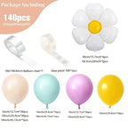 Daisy Balloon Garland Kit - 140pcs White Groovy Daisy Flower Macaron Pastel Balloons Garland for Boho Two Groovy Girls Birthday Baby Shower