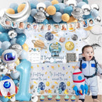 First Trip Around The Sun Birthday Party Decorations for boy 1st Birthday Supplies First Trip Around The Sun Backdrop Space Theme Party