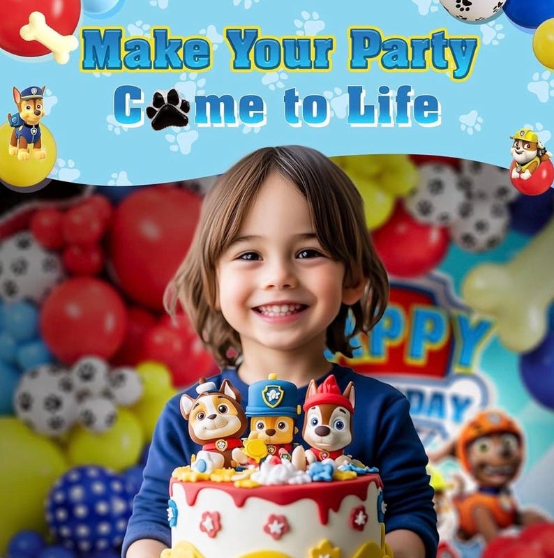 ALL -IN-1 Paw Balloon Arch & Garland Kit with BONUS Dog Bone – Small and Large Red, Dark Blue Paw Balloons – Chase Paw Birthday Party Decor