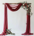 Wedding Arch Draping Fabric - 28.7" x 20FT Burgundy Sheer Drapes Backdrop for Wedding Ceremony, Birthday Party, Bridal Shower Decoration