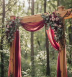 Wedding Arch Draping Fabric - 28.7" x 20FT Burgundy Sheer Drapes Backdrop for Wedding Ceremony, Birthday Party, Bridal Shower Decoration