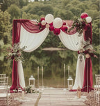 Wedding Arch Draping Fabric - 28.7" x 20FT Burgundy Sheer Drapes Backdrop for Wedding Ceremony, Birthday Party, Bridal Shower Decoration
