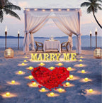 Proposal Decorations Set - Marry Me Light Up Letters with 24 Romantic LED Candles, 2000 Pcs Rose Petals, Red Carpet Aisle Runner 16 Feet