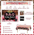 137 Pcs  BBQ Baby Shower Decorations, Hombae Its A Baby Q Baby Shower Decorations Backdrop Balloon Garland Banner Tablecloth Cake Topper