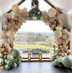 Sage Green White Sand Balloon Arch Kit, Green Beige Gold Metallic Balloons Garland Kit with Gold Confetti Balloons for Birthday Wedding