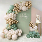 Sage Green White Sand Balloon Arch Kit, Green Beige Gold Metallic Balloons Garland Kit with Gold Confetti Balloons for Birthday Wedding