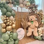 Sage Green White Sand Balloon Arch Kit, Green Beige Gold Metallic Balloons Garland Kit with Gold Confetti Balloons for Birthday Wedding