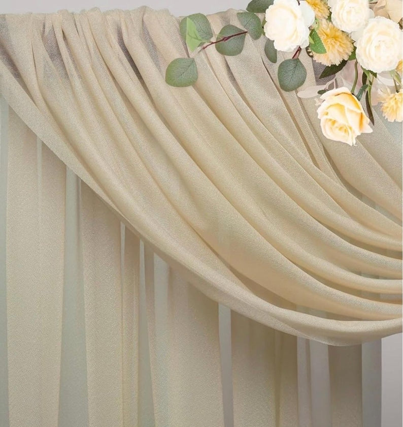 Wedding Arch Draping Fabric 28.7" x 20FT Champagne Drapes Sheer Fabric Backdrop Arch Draping Fabrics for Wedding Ceremony Birthday Party