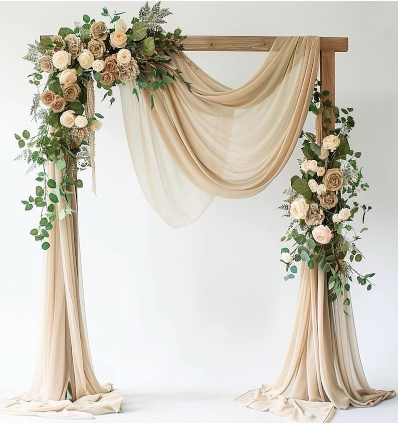 Wedding Arch Draping Fabric 28.7" x 20FT Champagne Drapes Sheer Fabric Backdrop Arch Draping Fabrics for Wedding Ceremony Birthday Party