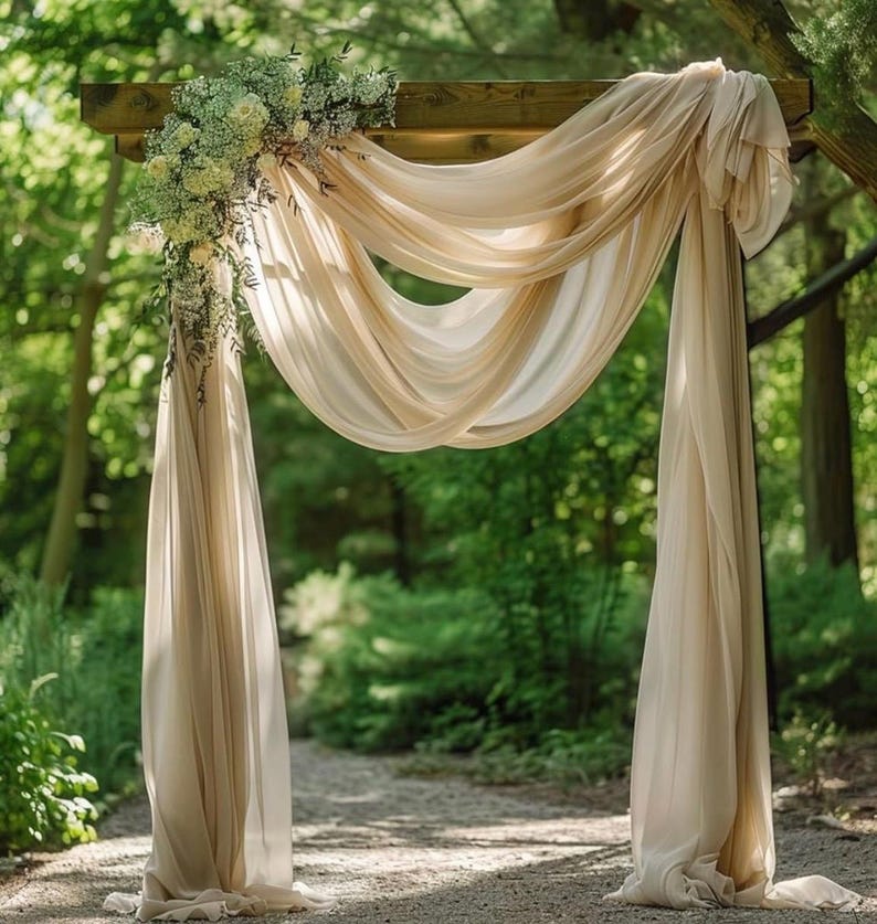 Wedding Arch Draping Fabric 28.7" x 20FT Champagne Drapes Sheer Fabric Backdrop Arch Draping Fabrics for Wedding Ceremony Birthday Party