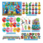 Mario Birthday Party Supplies, Party Decorations Set Include Banner, Backdrop, Balloons, Hanging Swirls, Cake Cupcake Toppers, Tablecloth …