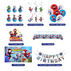 Spidey Birthday Decorations, Party Supplies Set Include Banner, Backdrop, Balloons, Hanging Swirls, Cake Cupcake Toppers, Tablecloth for Boy