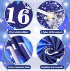 Blue 16th Birthday Decorations for Boys Girls - Navy Blue Silver Happy Banner and Balloons for Anniversary Party Supplies, Sixteen Year Old