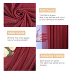 Wedding Arch Draping Fabric - 28.7" x 20FT Burgundy Sheer Drapes Backdrop for Wedding Ceremony, Birthday Party, Bridal Shower Decoration