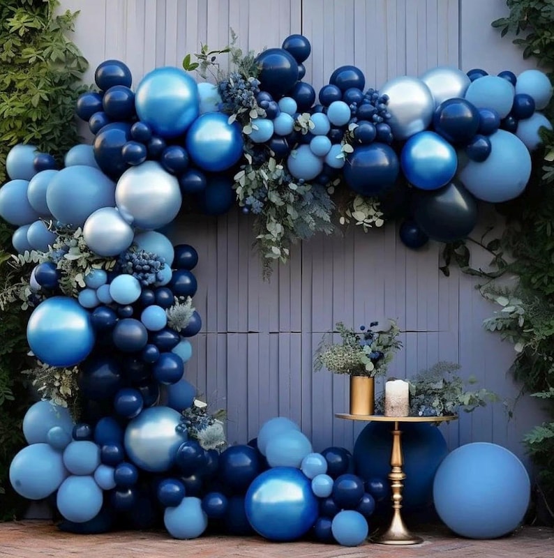 Navy Blue Balloon Garland Arch Kit Double Stuffed Royal Blue Balloons Different Sizes for Birthday Baby Shower Graduation Bridal Prom Party