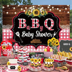 137 Pcs  BBQ Baby Shower Decorations, Hombae Its A Baby Q Baby Shower Decorations Backdrop Balloon Garland Banner Tablecloth Cake Topper