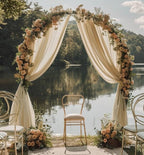 Wedding Arch Draping Fabric 28.7" x 20FT Champagne Drapes Sheer Fabric Backdrop Arch Draping Fabrics for Wedding Ceremony Birthday Party