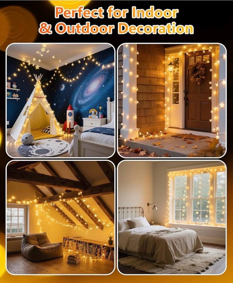 Twinkle Star 100 LED Star String Lights,33FT Plug in Fairy String Lights Waterproof, Extendable for Indoor, Outdoor, Birthday,Christmas Part