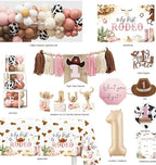 My 1st Rodeo Birthday Decorations Girl, Western Cowgirl First Birthday Party Supplies, Cowgirl Balloon Arch, Backdrop, High Chair Banner…