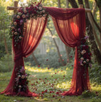 Wedding Arch Draping Fabric, 1 Panel 18FT Burgundy Sheer Backdrop Curtain Chiffon Fabric Drapery Voile Scarf Draping Panels for Wedding Arch