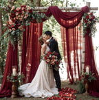Wedding Arch Draping Fabric, 1 Panel 18FT Burgundy Sheer Backdrop Curtain Chiffon Fabric Drapery Voile Scarf Draping Panels for Wedding Arch