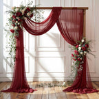 Wedding Arch Draping Fabric, 1 Panel 18FT Burgundy Sheer Backdrop Curtain Chiffon Fabric Drapery Voile Scarf Draping Panels for Wedding Arch