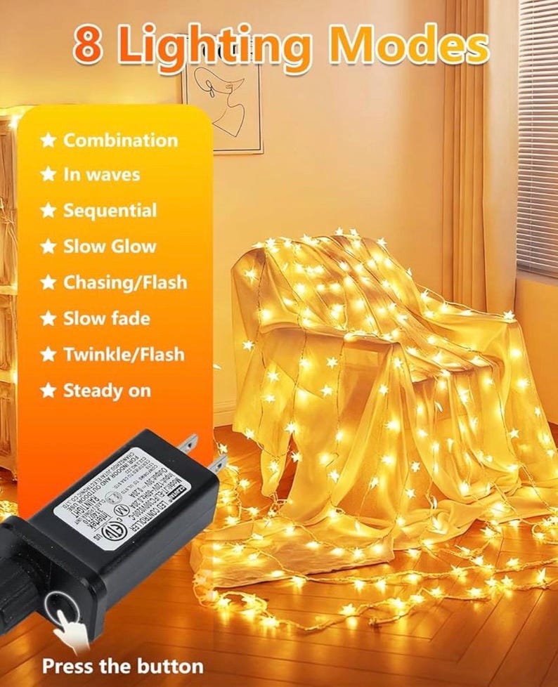 Twinkle Star 100 LED Star String Lights,33FT Plug in Fairy String Lights Waterproof, Extendable for Indoor, Outdoor, Birthday,Christmas Part