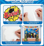 17Pcs Super Theme Hero Party Photography Backdrop for Hero Birthday Decorations with Hero Background Skyscraper City Boxes Hero Super Banner