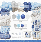 Little Man Baby Shower Decorations, 106 PCs - Unique Boy Baby Shower Party Supplies with Mustache and Bow Tie Backdrop, Balloon Garland